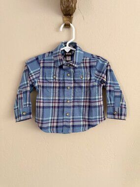 Tea Collection Plaid Flannel Button Down Shirt NWT • 3-6 Months